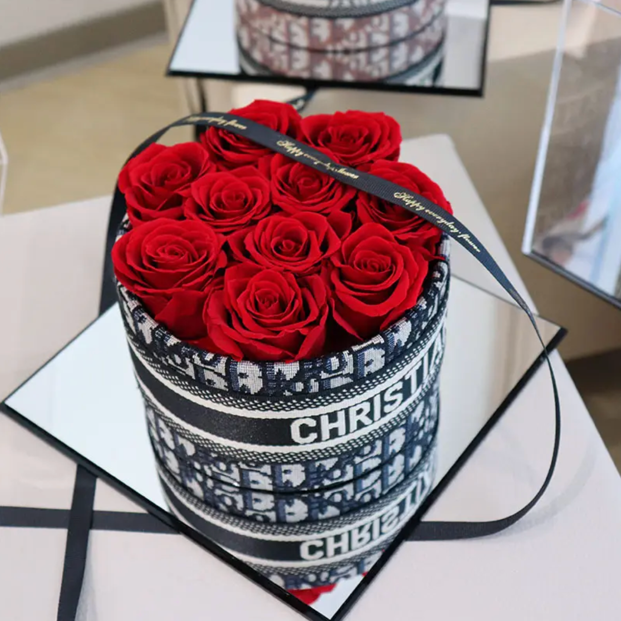 Dior Rose Box with Preserved Roses
