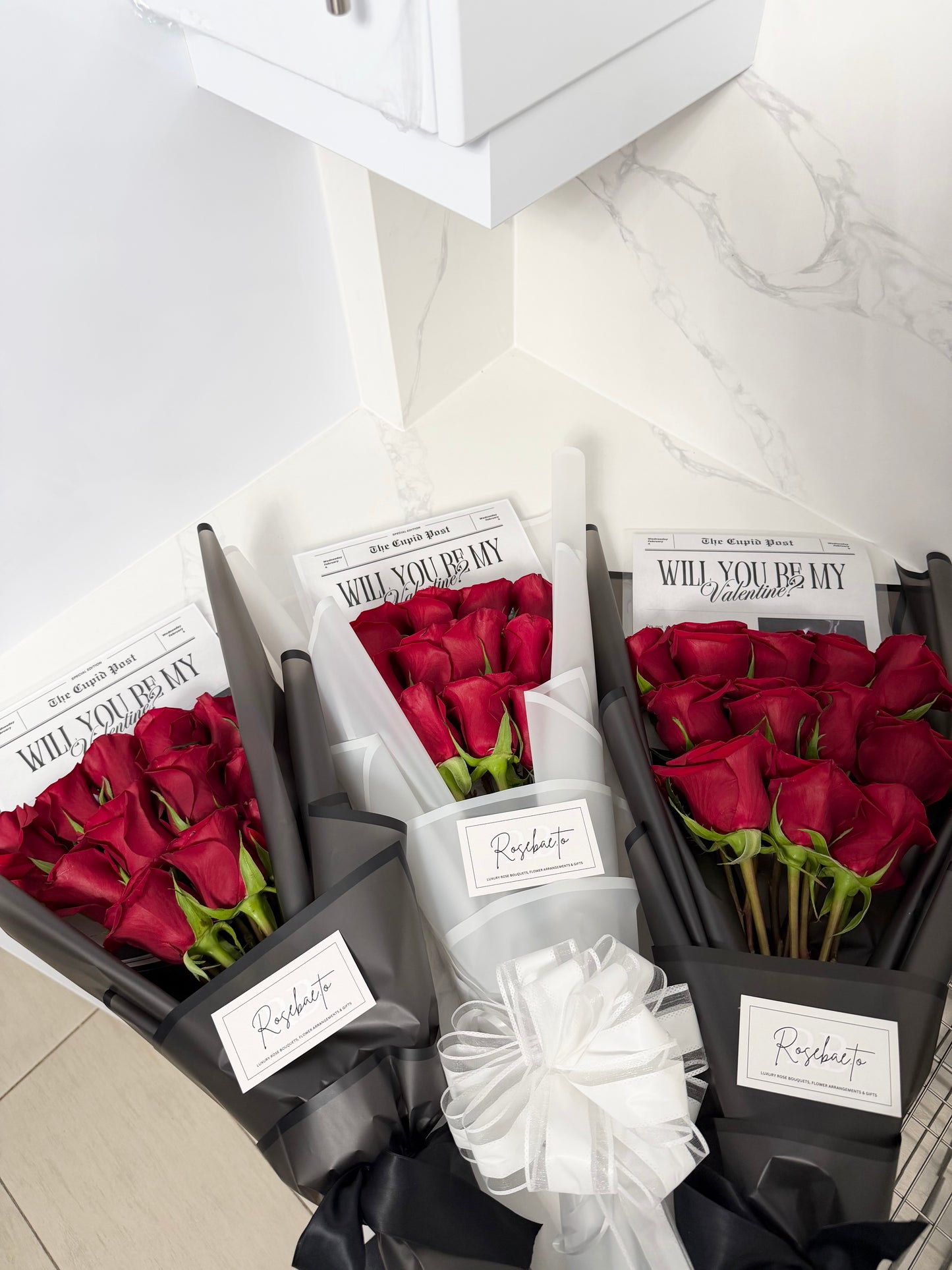 “Custom Newspaper” Dozen Rose Bouquet