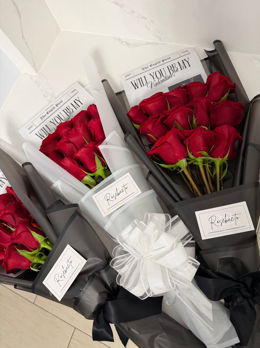 “Custom Newspaper” Dozen Rose Bouquet